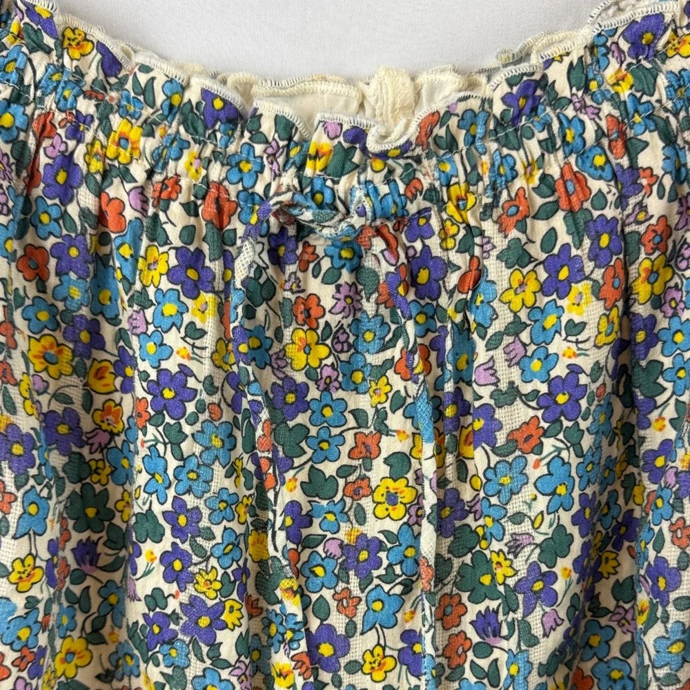 Free People Ellia Printed Floral Blue‎ Green Ruffle Skorts Shorts Size S - NEW